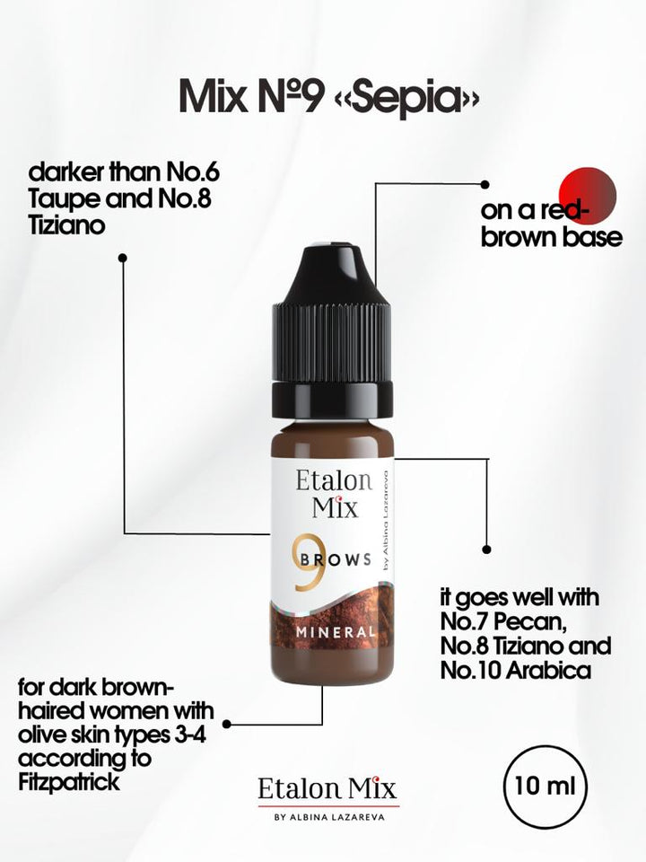 Etalon Mix For Eyebrows #9 Sepia Mineral Line ( Non organic) PMU Permanent makeup ink