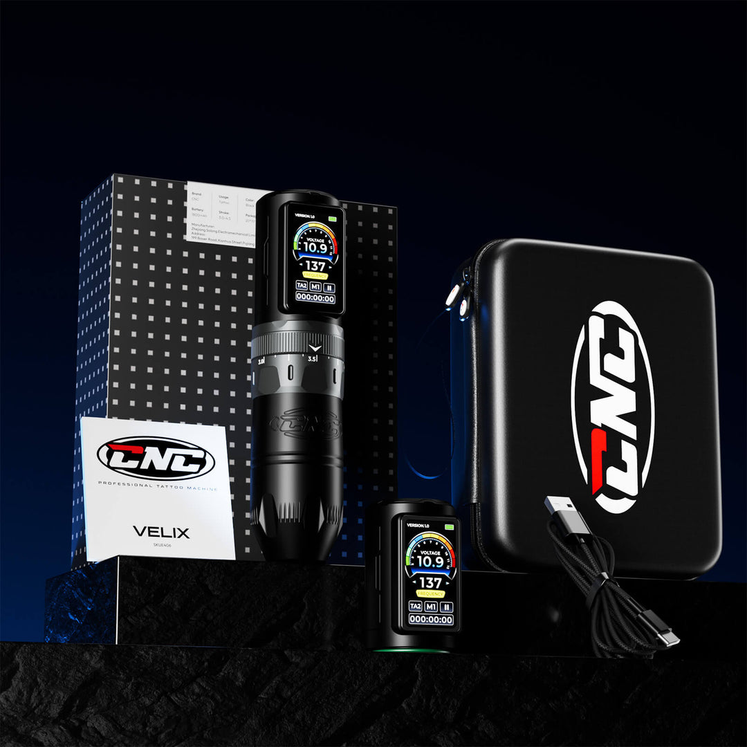 CNC VELIX Wireless Tattoo Machine with accessories