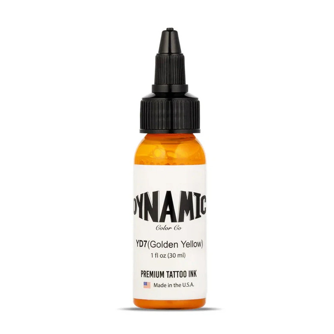 Dynamic Golden Yellow Tattoo Ink 30ml bottle.