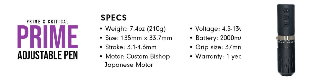 Pre Order Prime Adjustable Stroke Wireless Tattoo Machine Pen