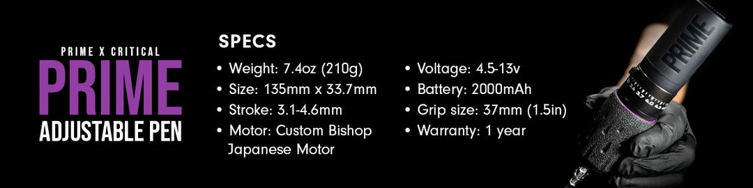 Pre Order Prime Adjustable Stroke Wireless Tattoo Machine Pen