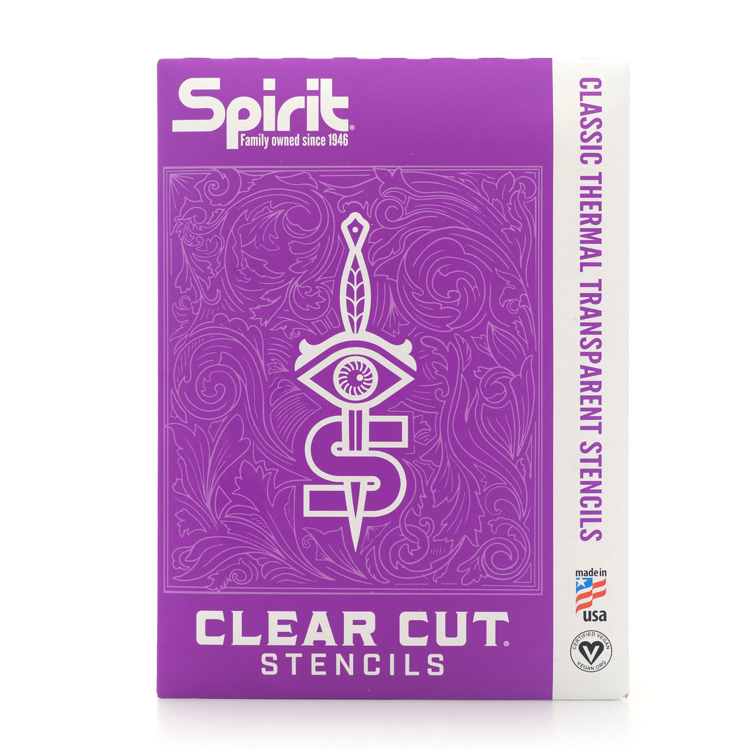 Spirit Clear Cut Stencil Transfer Paper, box of 25 sheets, 8.5x11 inch — transparent stencil paper