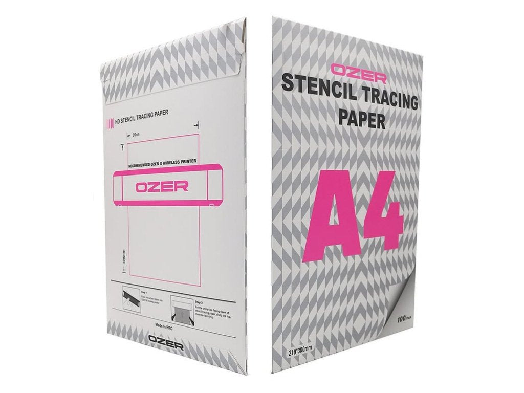 OZER X stencil tracing paper feeding into the Ozer X printer