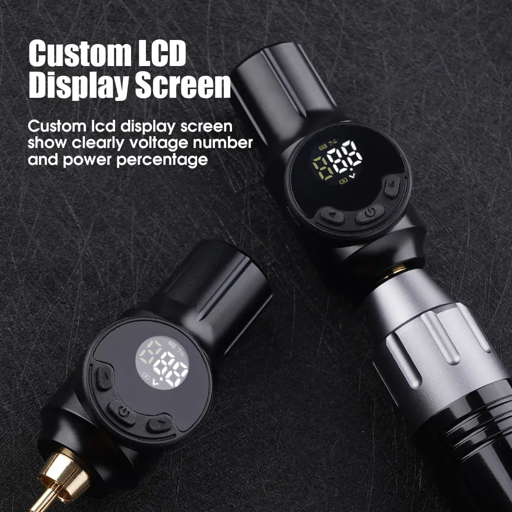 Two Mast Mini Wireless Batteries showcasing custom LCD display – "Two Mast Mini Wireless Batteries with custom LCD screens showing voltage and battery percentage for clear and precise control.