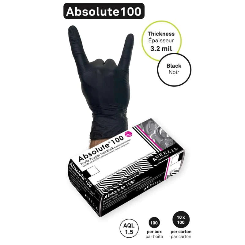 Aurelia Absolute Nitrile Exam Gloves Black