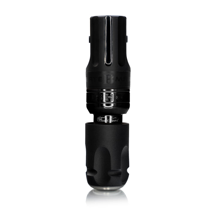 Close-up detail of the Bishop XLumen Liner machine and its lit disposable grip