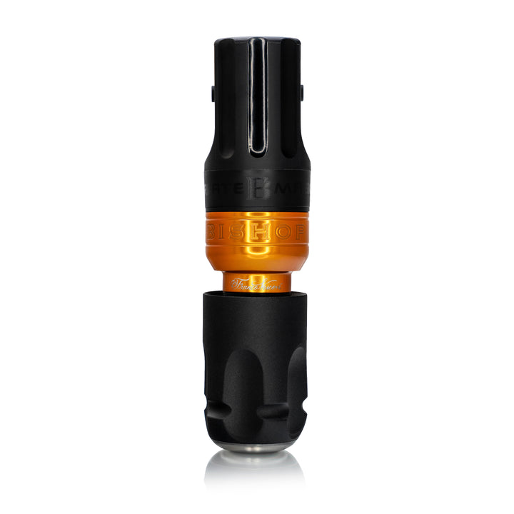 Close-up detail of the Bishop XLumen Packer machine and its lit disposable grip