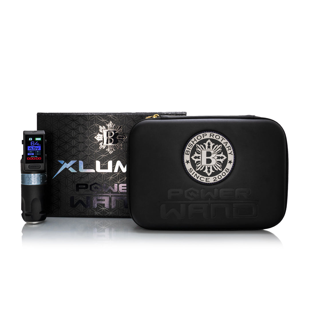 Bishop XLumen wireless tattoo machine in Shader configuration with built-in grip light
