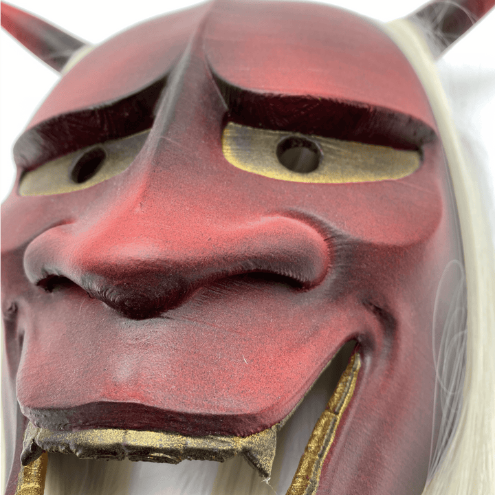 Oni Mask Red with Hair - Maple Tattoo Supply