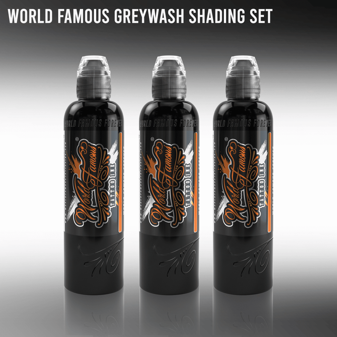 World Famous 3 Bottle Grey Wash Set - Maple Tattoo Supply