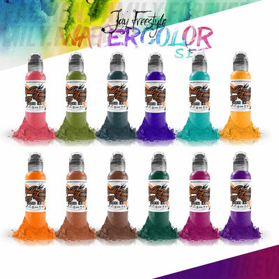 World Famous Ink 12 Color Jay Freestyle Water Colors Set 1oz