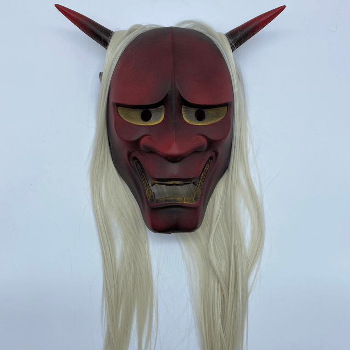 Oni Mask Red with Hair - Maple Tattoo Supply