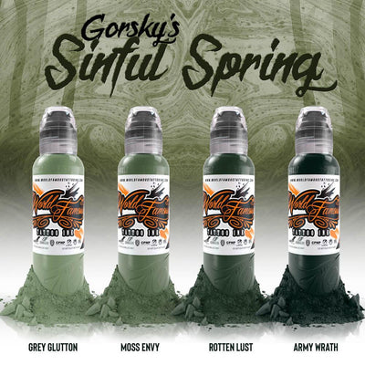 World Famous 4 Color Damian Gorski Sinful Spring Set 1oz - Maple Tattoo Supply