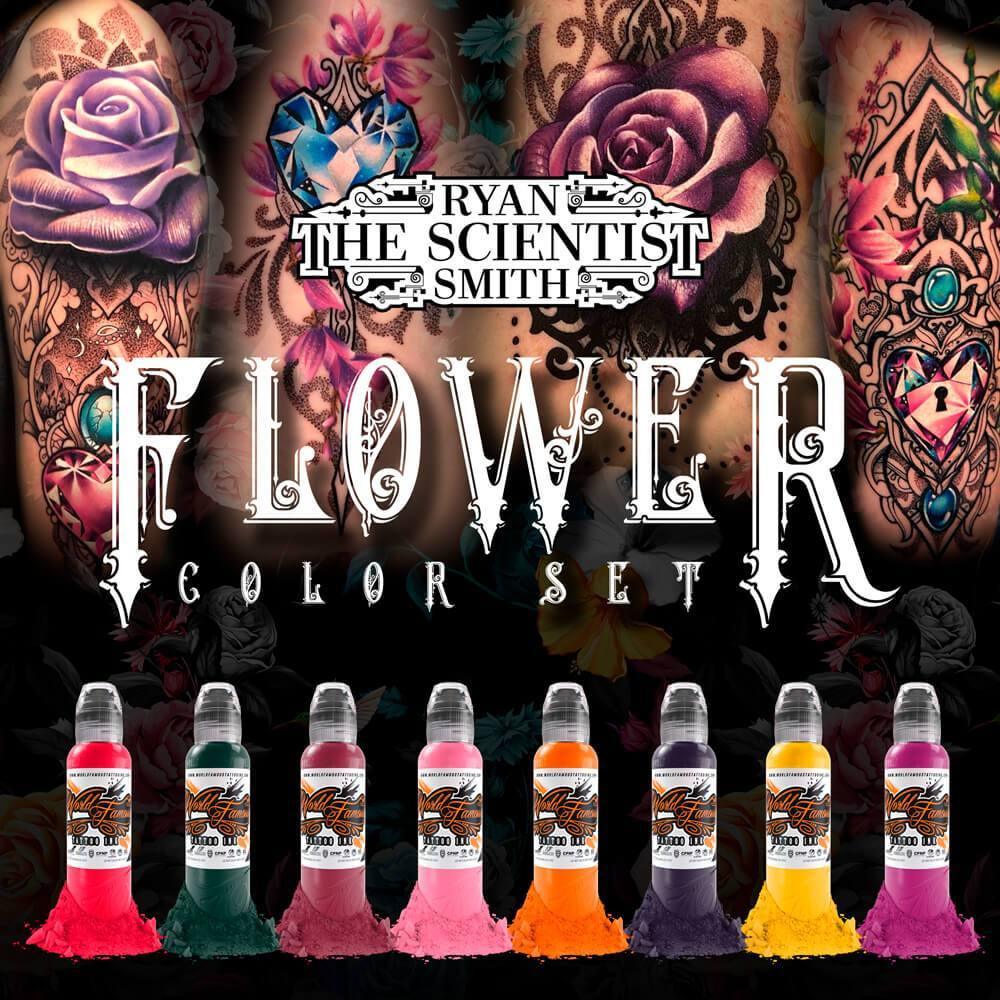 World Famous 8 Color Ryan Smith Flower Set - Maple Tattoo Supply