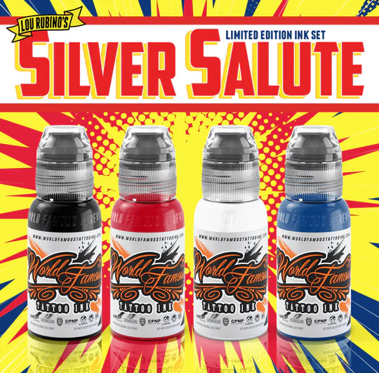 World Famous Lou Rubino's Silver Salute Ink Set - Maple Tattoo Supply