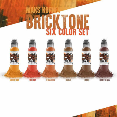 World Famous Ink 6 Bottle Maks Kornev Bricktone Set 1oz