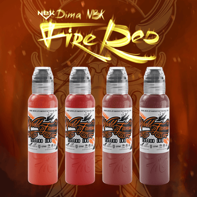 World Famous 4 Color Dima NBK Fire Red Set - Maple Tattoo Supply