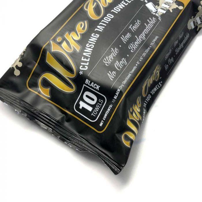 Wipe Outz Advanced Cleansing Tattoo Towels Black Pack of 10 - Maple Tattoo Supply