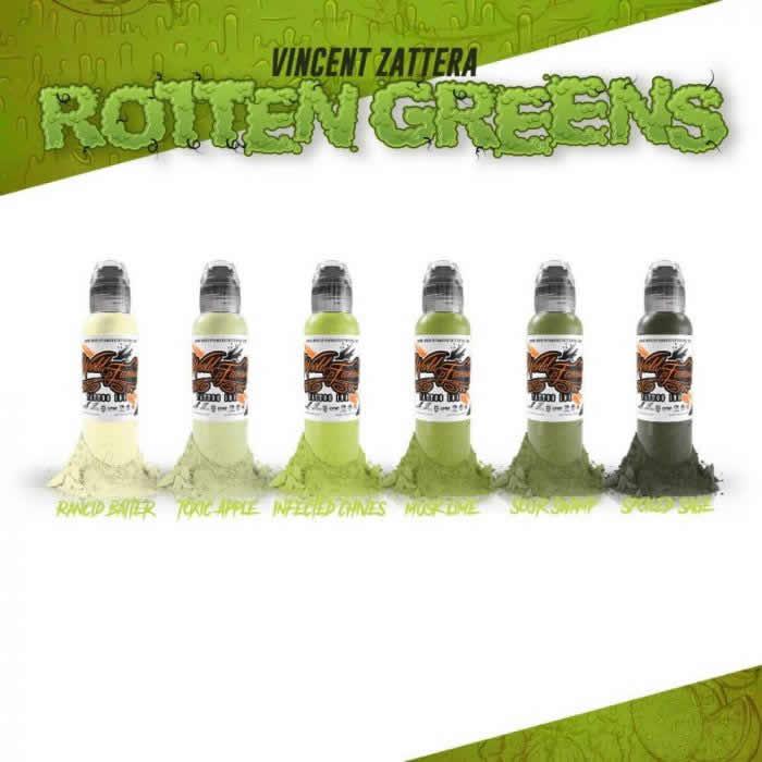 World Famous Ink 6 Color Vincent Zantera Rotten Greens Set